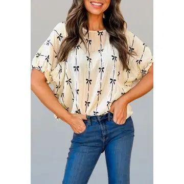 White top w/black bow